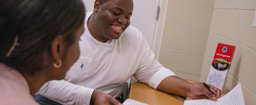 Student working on paper.